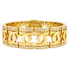 Cartier Double C Wide Link Diamond Bracelet in 18K Yellow Gold, circa 1990s