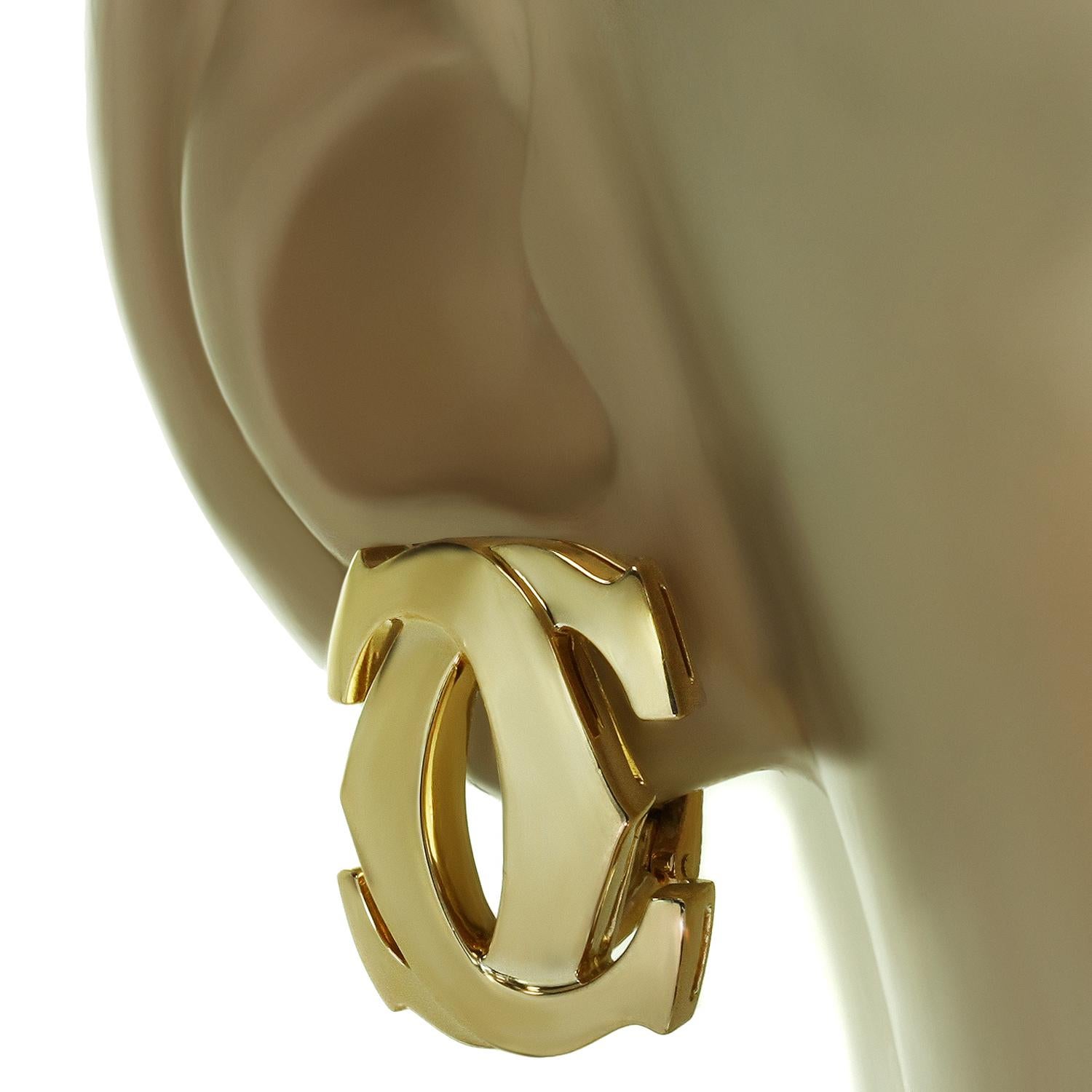 Cartier Double C Gelbgold-Ohrclips im Zustand „Hervorragend“ in New York, NY