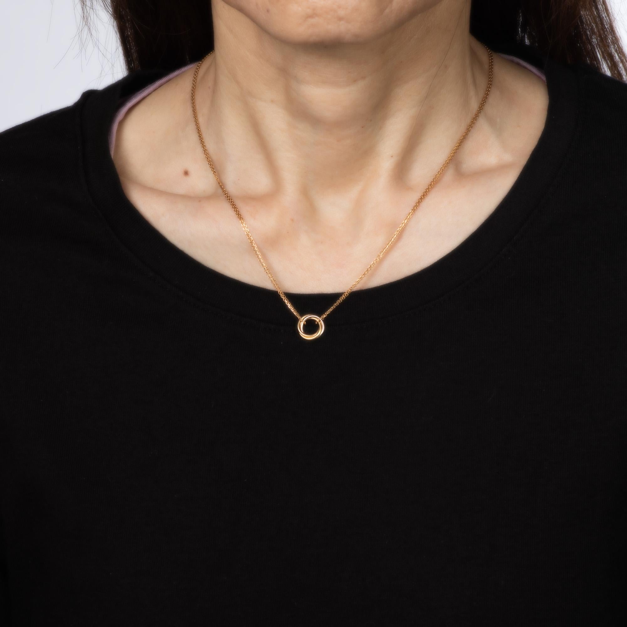 Contemporain Collier Cartier Mini Trinité Double Chaîne Or Jaune 18k 16