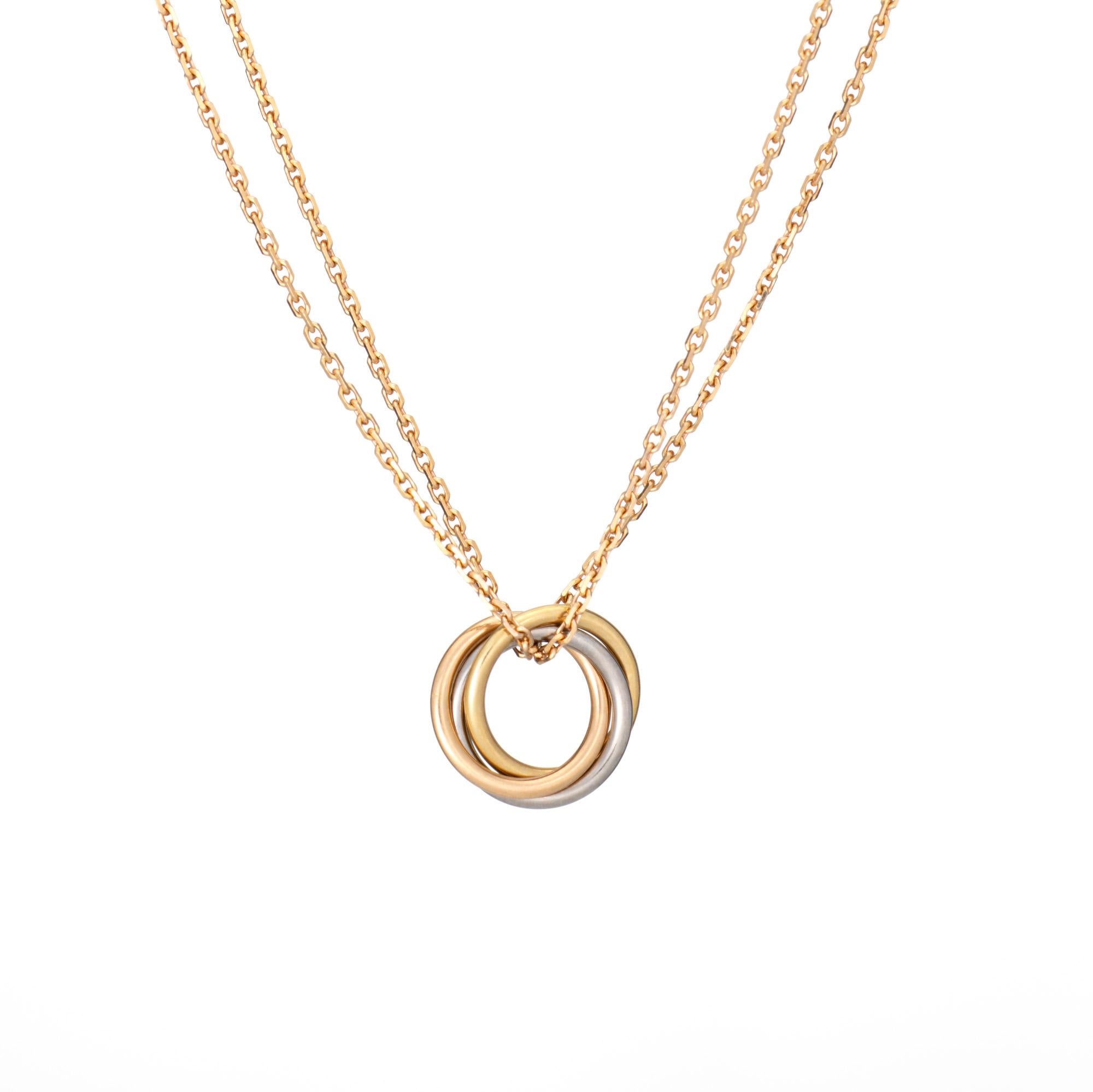 Collier Cartier Mini Trinité Double Chaîne Or Jaune 18k 16
