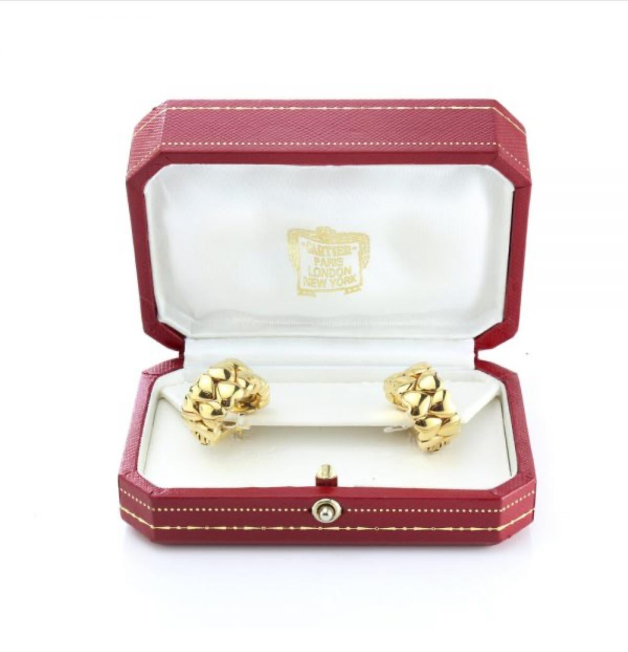 Cartier Double Coeurs Gold-Ohrringe mit Creolen im Zustand „Hervorragend“ im Angebot in Napoli, Italy