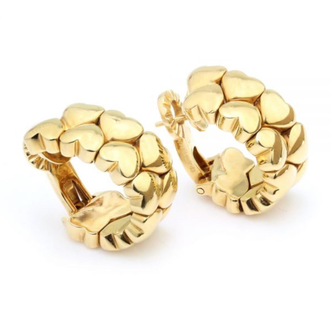 Cartier Double Coeurs Gold-Ohrringe mit Creolen Damen im Angebot