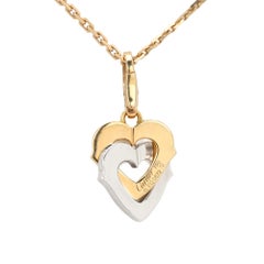 Cartier Double Coeurs Heart Charm Necklace Rose and White Gold