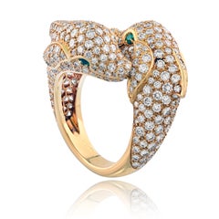 Cartier Double Dolphin 18K Yellow Gold Diamond Ring