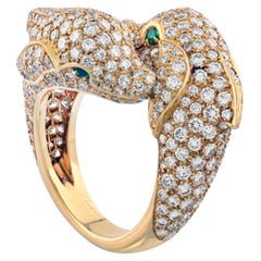 Cartier Double Dolphin 18K Yellow Gold Diamond Ring