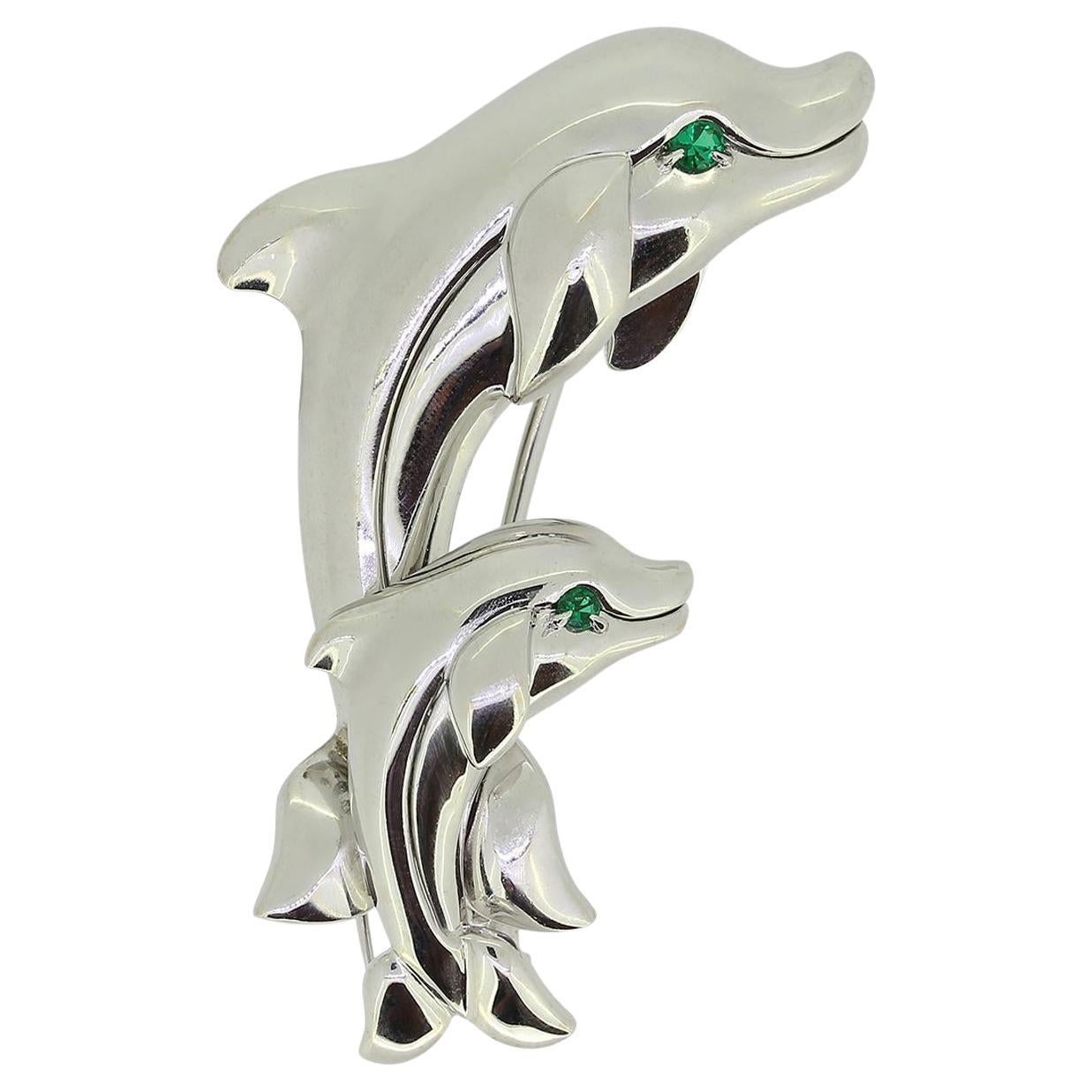 Cartier Double Dolphin Brooch For Sale