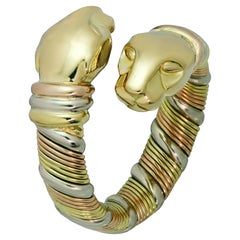 Cartier Double Head Panther 18k Tri-Gold Vintage Ring