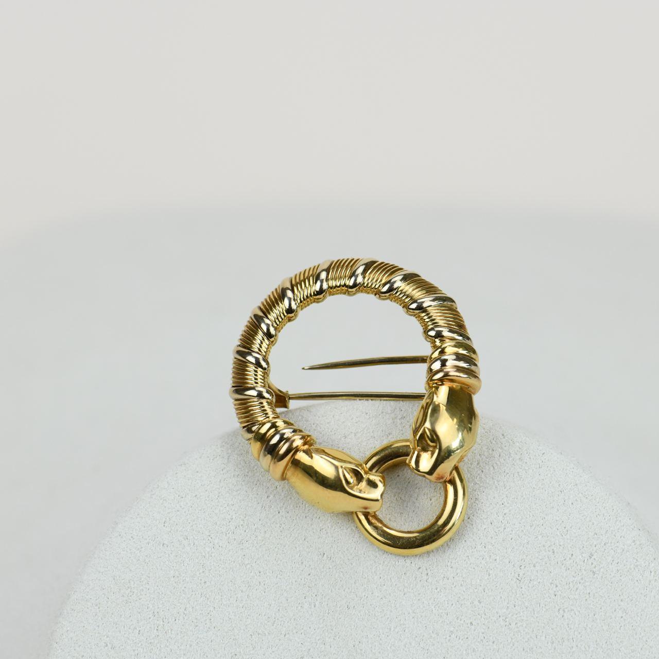 Cartier Double-Headed Panther Yellow Gold Brooch 2