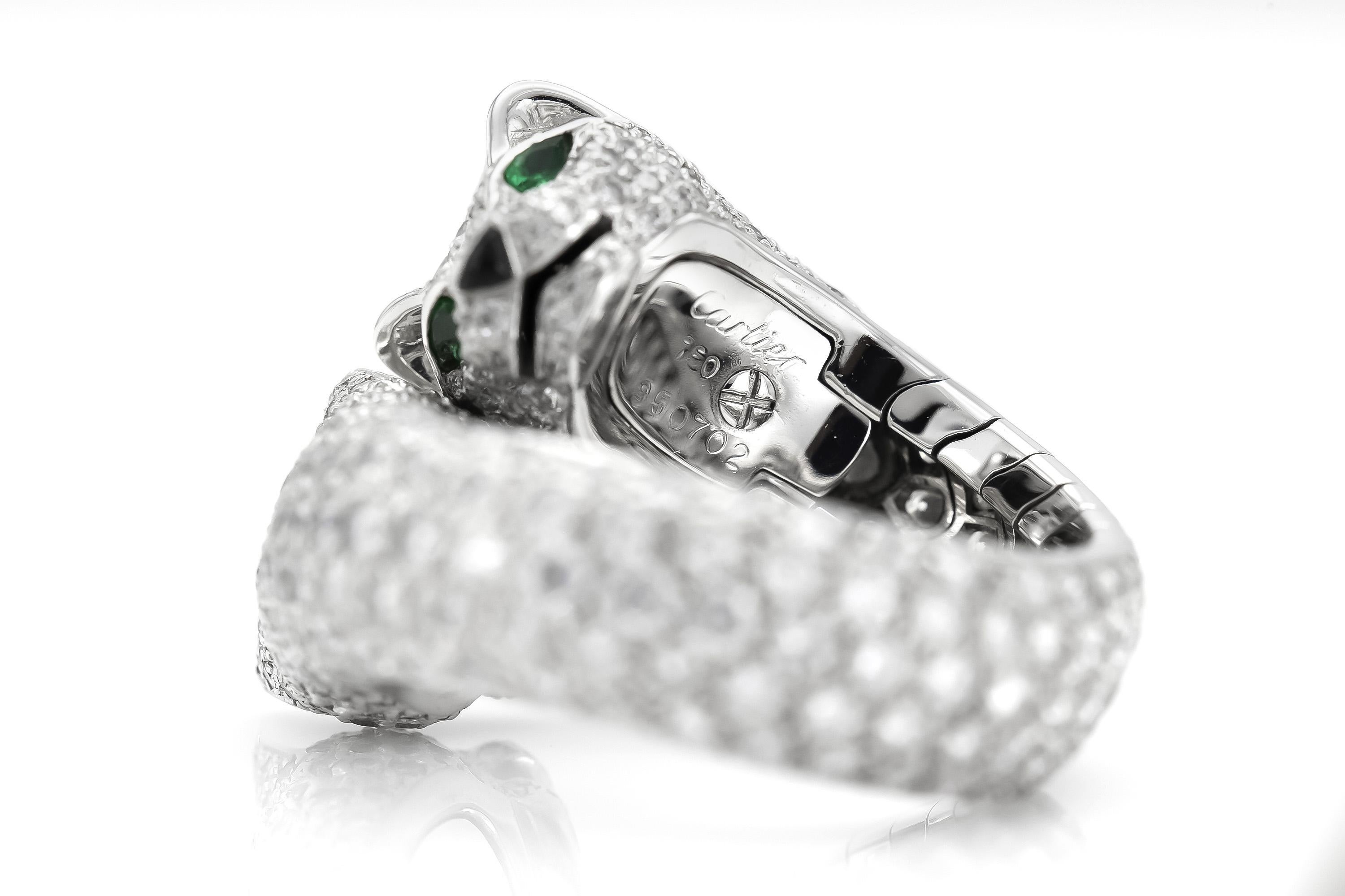 Women's Cartier Double-Headed Panthere Ring with Diamonds For Sale