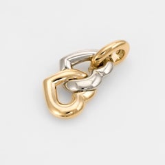 Cartier Double Heart Charm Pendant Vintage 18 Karat Gold Signed Jewelry