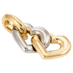 Cartier Double Heart Charm Pendant Vintage 18 Karat Gold Signed Jewelry