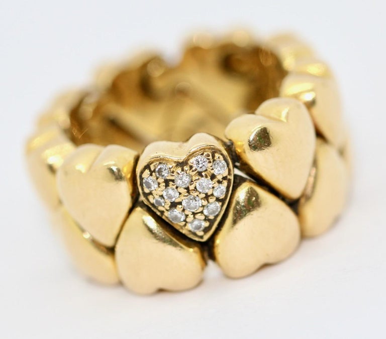 Cartier Double Heart Coeur Band Ring, 18 Karat Gold with Diamonds