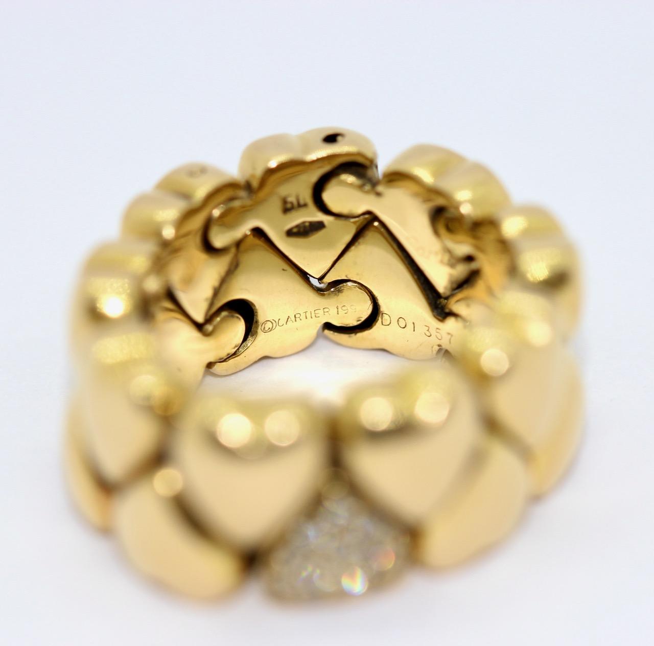 Cartier Double Heart Coeur Band Ring, 18 Karat Gold with Diamonds In Excellent Condition For Sale In Berlin, DE