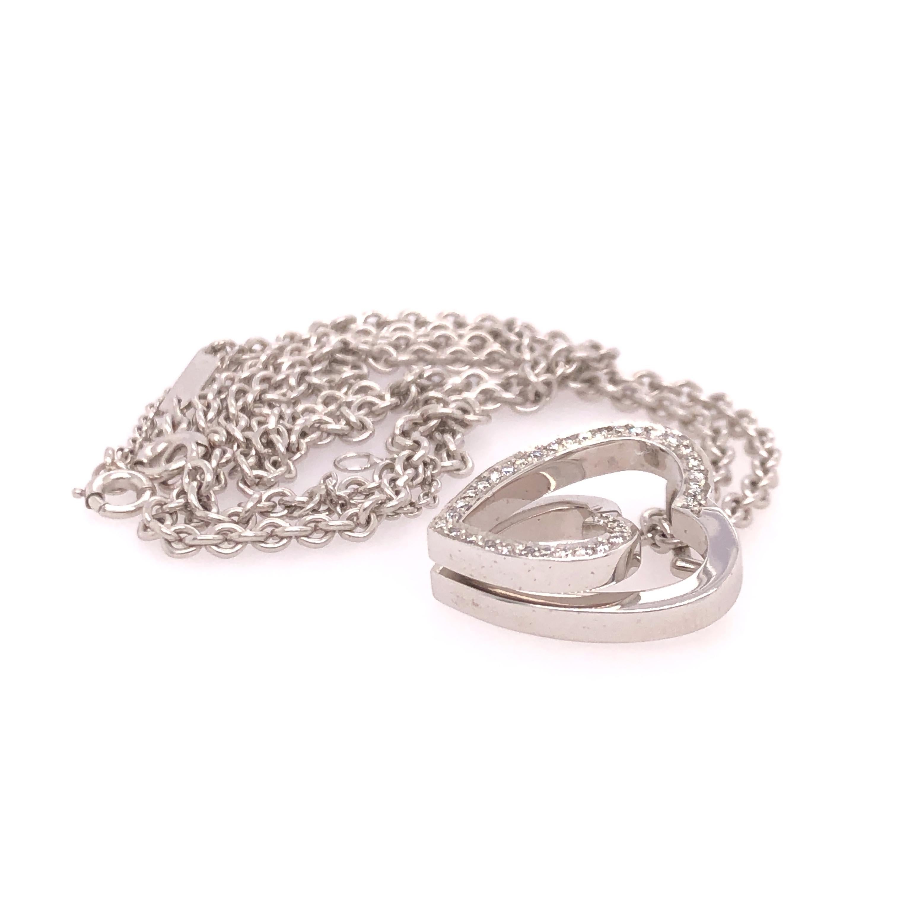 Contemporary Cartier Double Heart Diamond Necklace For Sale