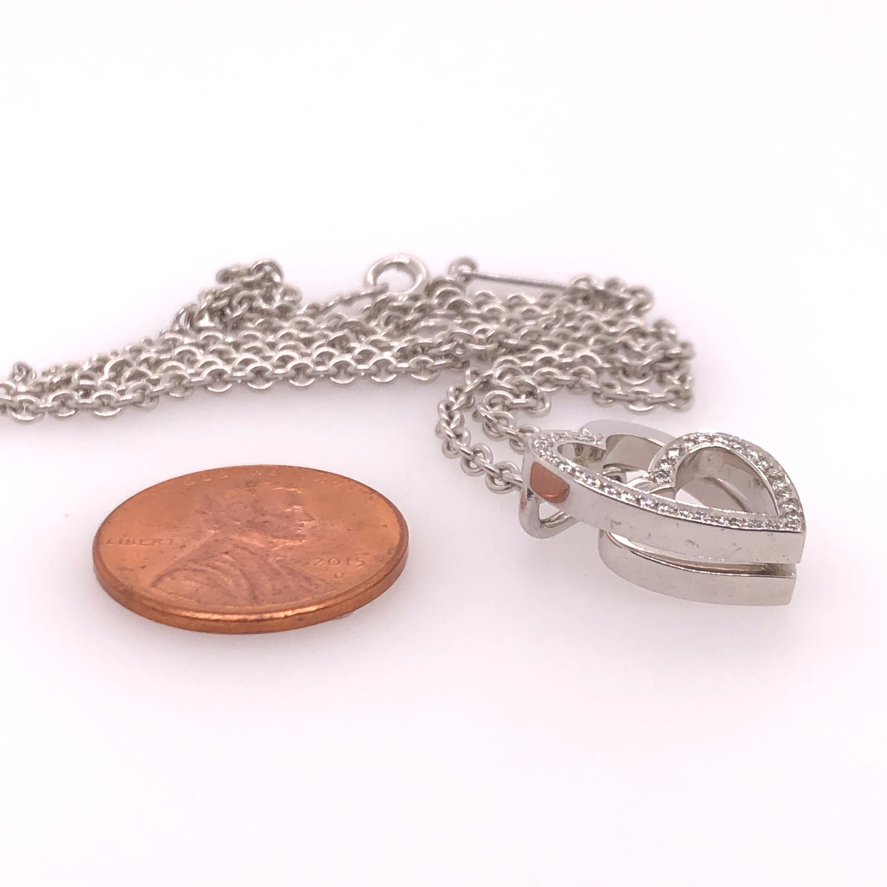 Round Cut Cartier Double Heart Diamond Necklace For Sale
