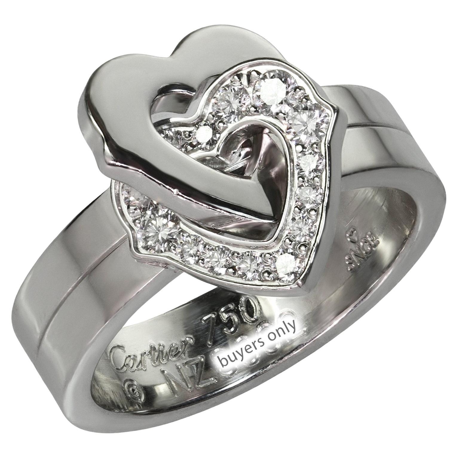 Cartier Double Heart Diamond White Gold Ring