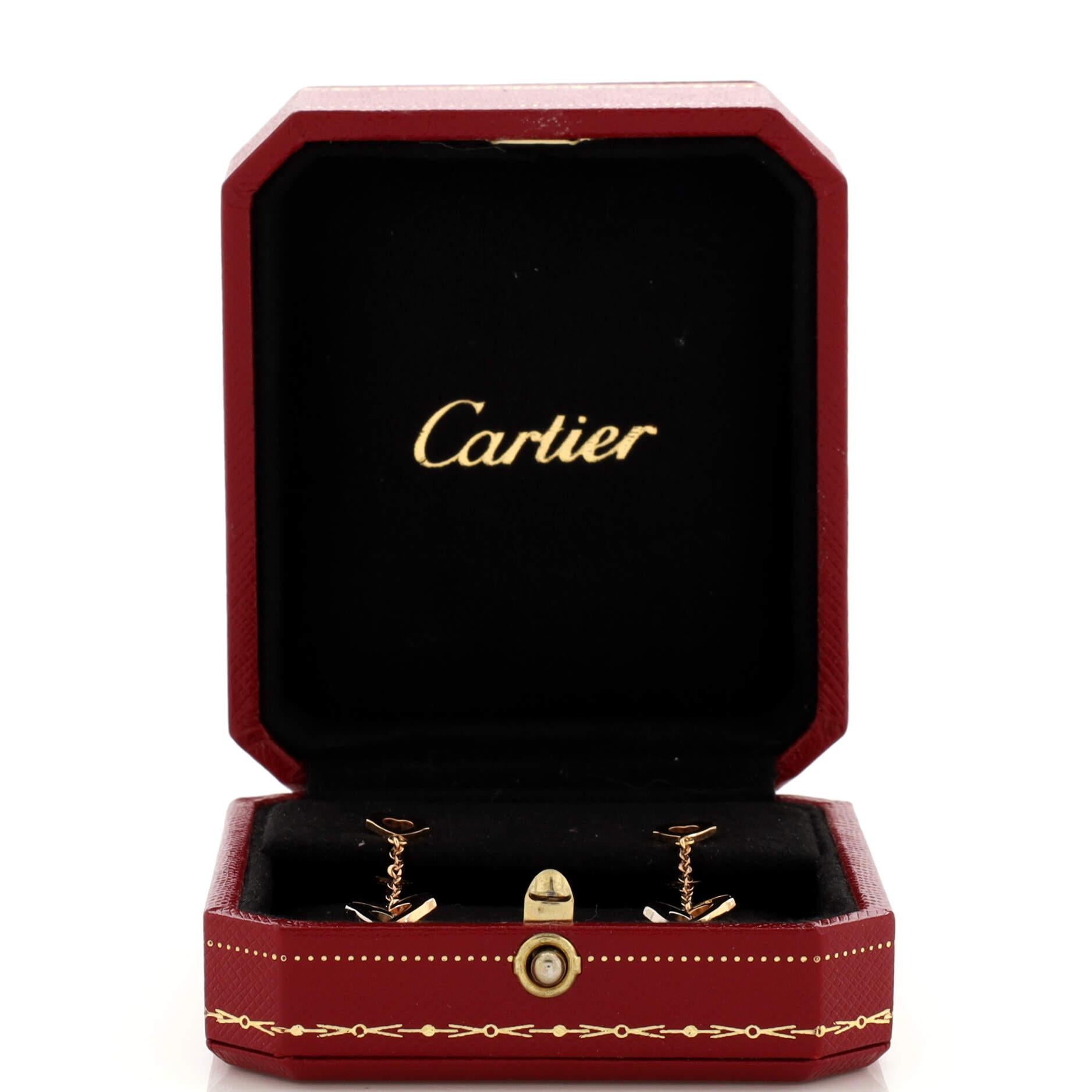 Condition: Great. Minor wear throughout.
Accessories: No Accessories
Measurements: Height/Length: 38.40 mm, Width: 7.00 mm
Designer: Cartier
Model: Double Heart Drop Earrings 18K Rose Gold with 18K White Gold
Exterior Color: Tricolor Gold
Item