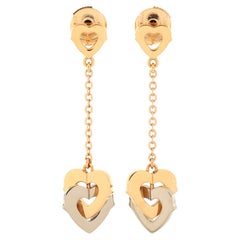 Cartier Double Heart Drop Earrings 18K Rose Gold with 18K White Gold