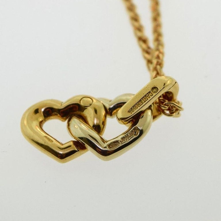 Cartier Double Heart Link Necklace / Pendant 18 Karat Yellow and White ...