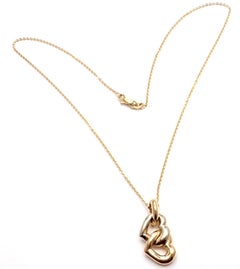Cartier Double Heart Pendant Chain Yellow and White Gold Necklace