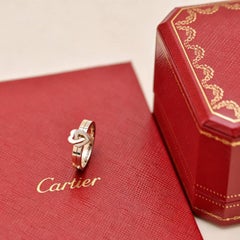 Cartier Double Heart Ring 18K White & Rose Gold Size 52