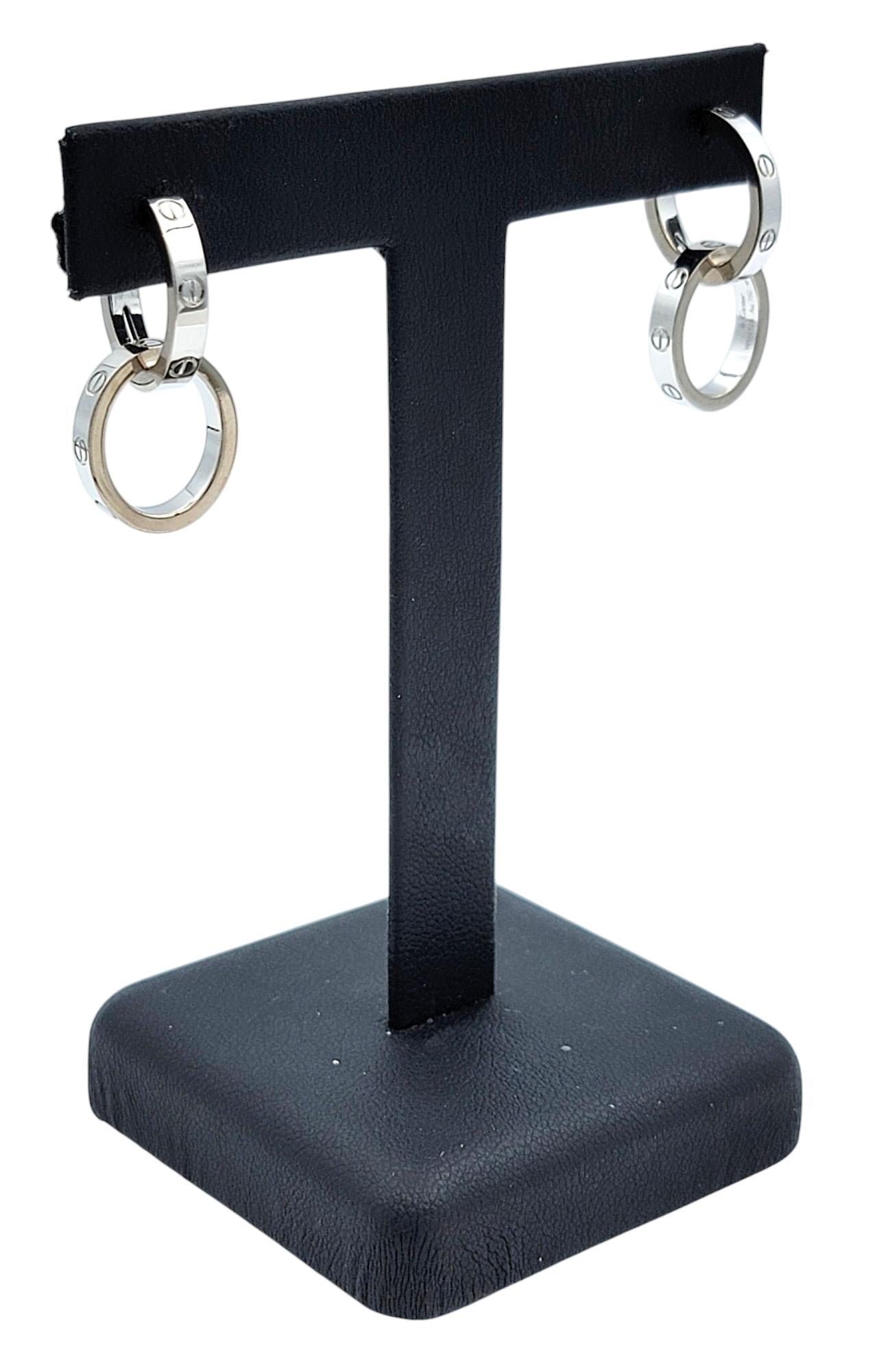 Cartier Double Hoop Love Ohrringe mit abnehmbarem Boden aus 18 Karat Weißgold im Angebot 6