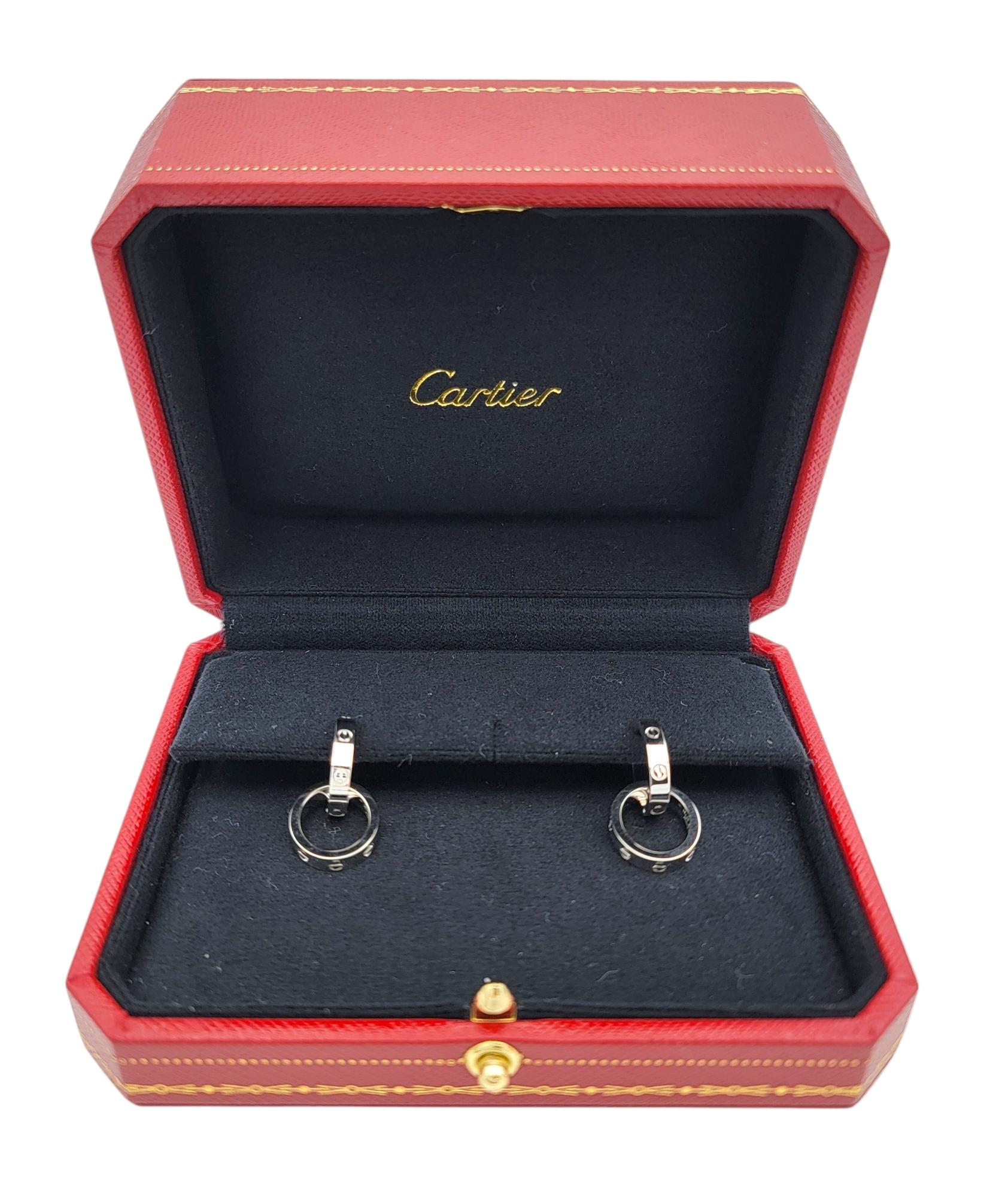 Cartier Double Hoop Love Ohrringe mit abnehmbarem Boden aus 18 Karat Weißgold im Angebot 7