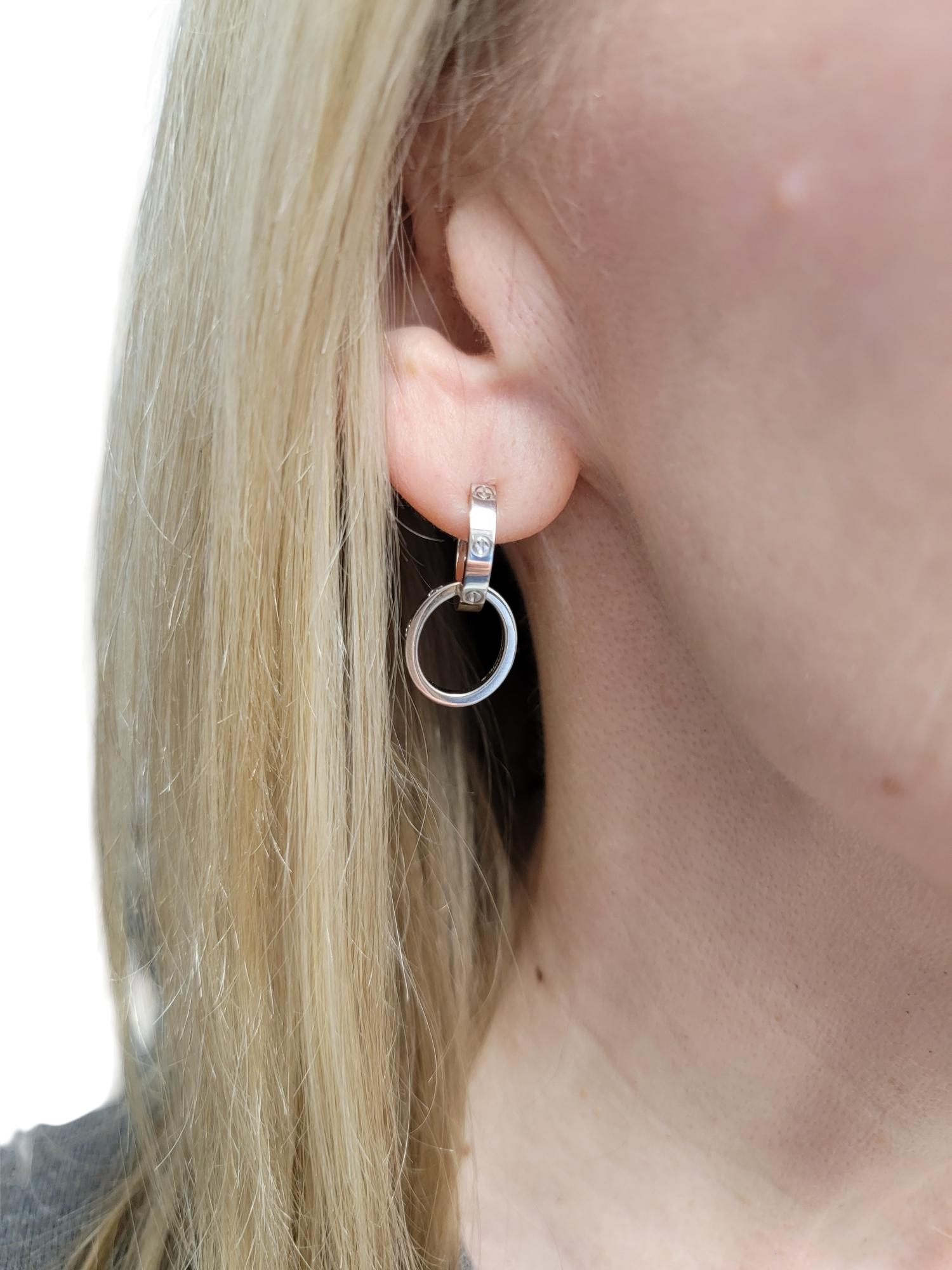 Cartier Double Hoop Love Ohrringe mit abnehmbarem Boden aus 18 Karat Weißgold im Angebot 10