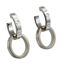 Cartier, boucles d'oreilles double créoles avec fond amovible en or blanc 18 carats