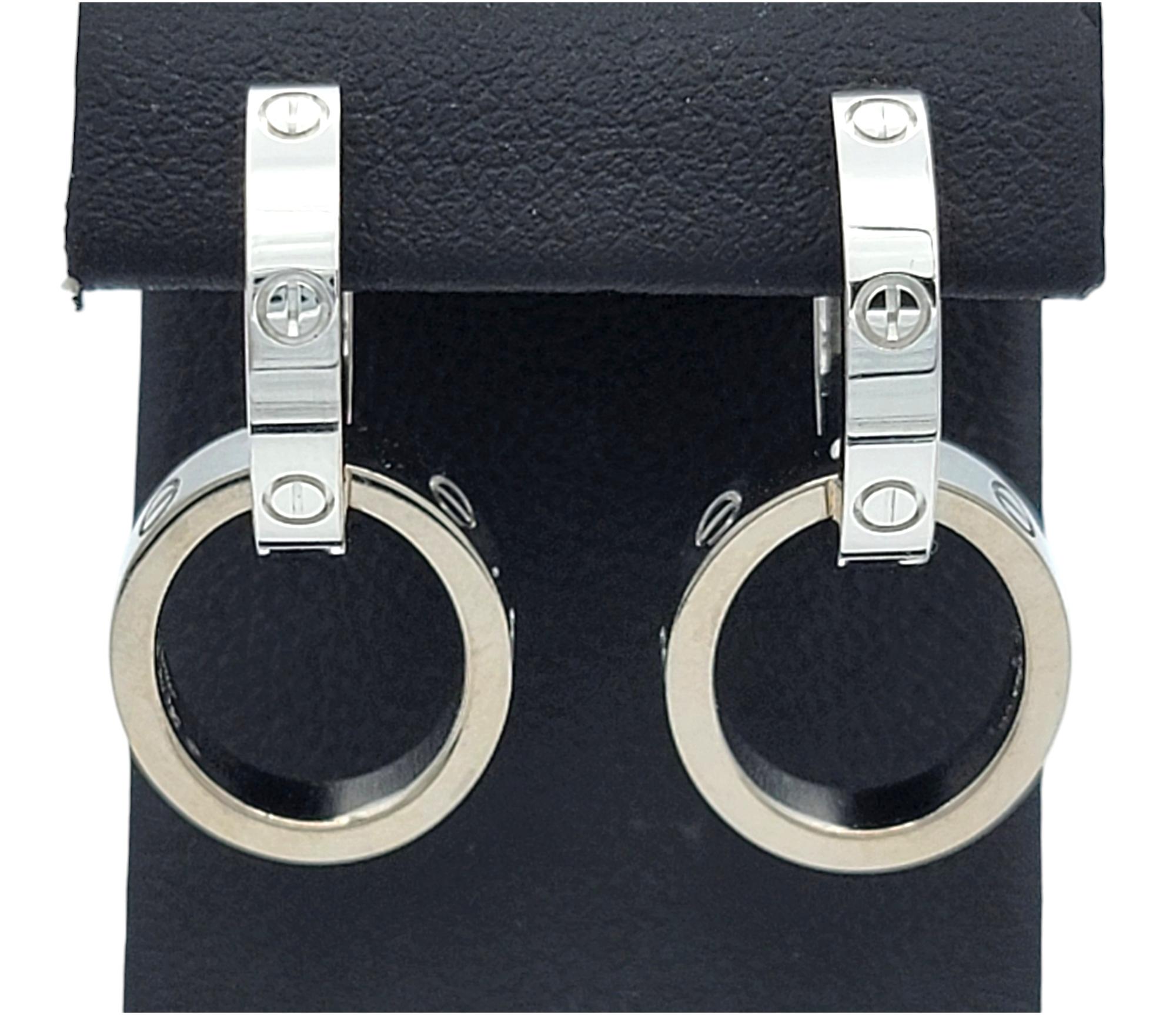 Cartier Double Hoop Love Ohrringe mit abnehmbarem Boden aus 18 Karat Weißgold im Angebot 2