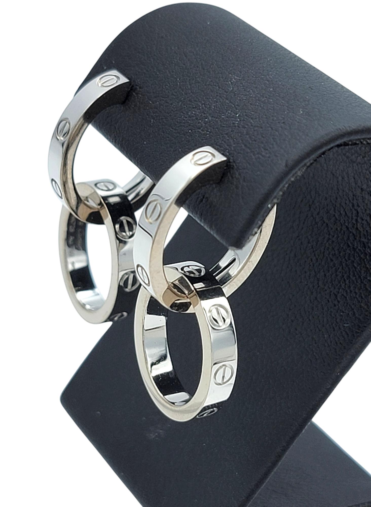 Cartier Double Hoop Love Ohrringe mit abnehmbarem Boden aus 18 Karat Weißgold im Angebot 3