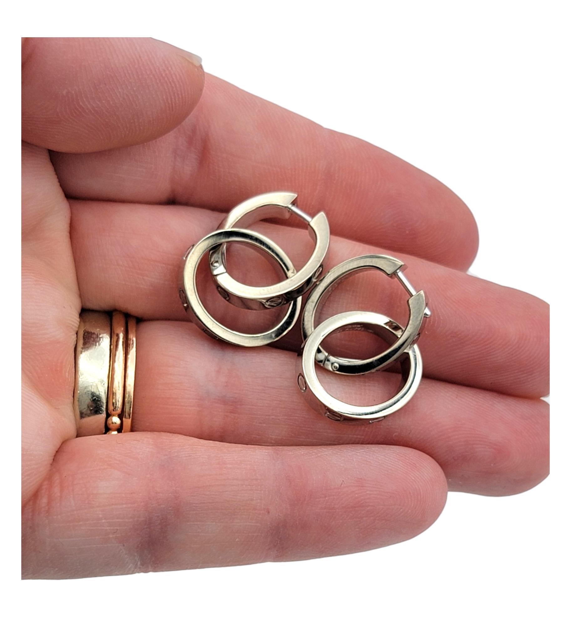 Cartier Double Hoop Love Ohrringe mit abnehmbarem Boden aus 18 Karat Weißgold im Angebot 4