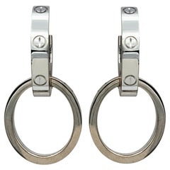 Orecchini Cartier a doppio cerchio con fondo removibile in oro bianco 18 carati