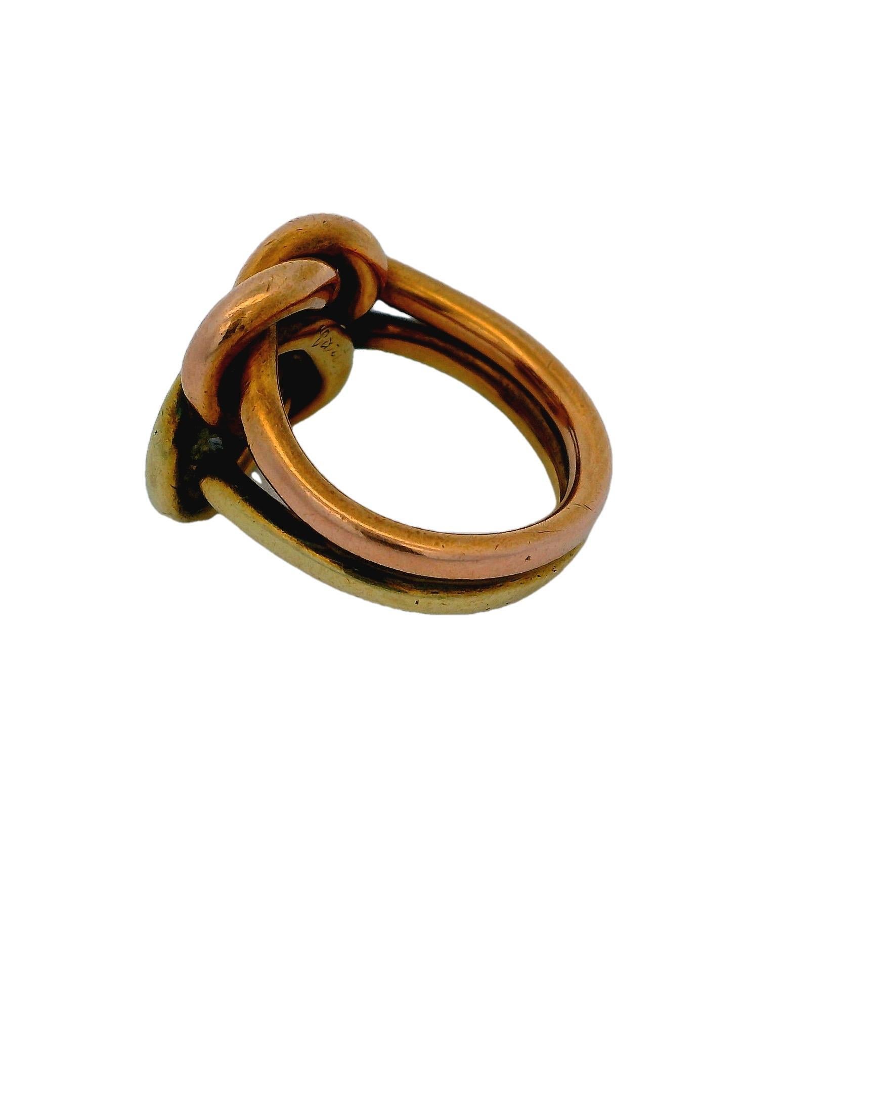 Women's or Men's Cartier Double Knot 14K Yellow & Rose Gold Ring