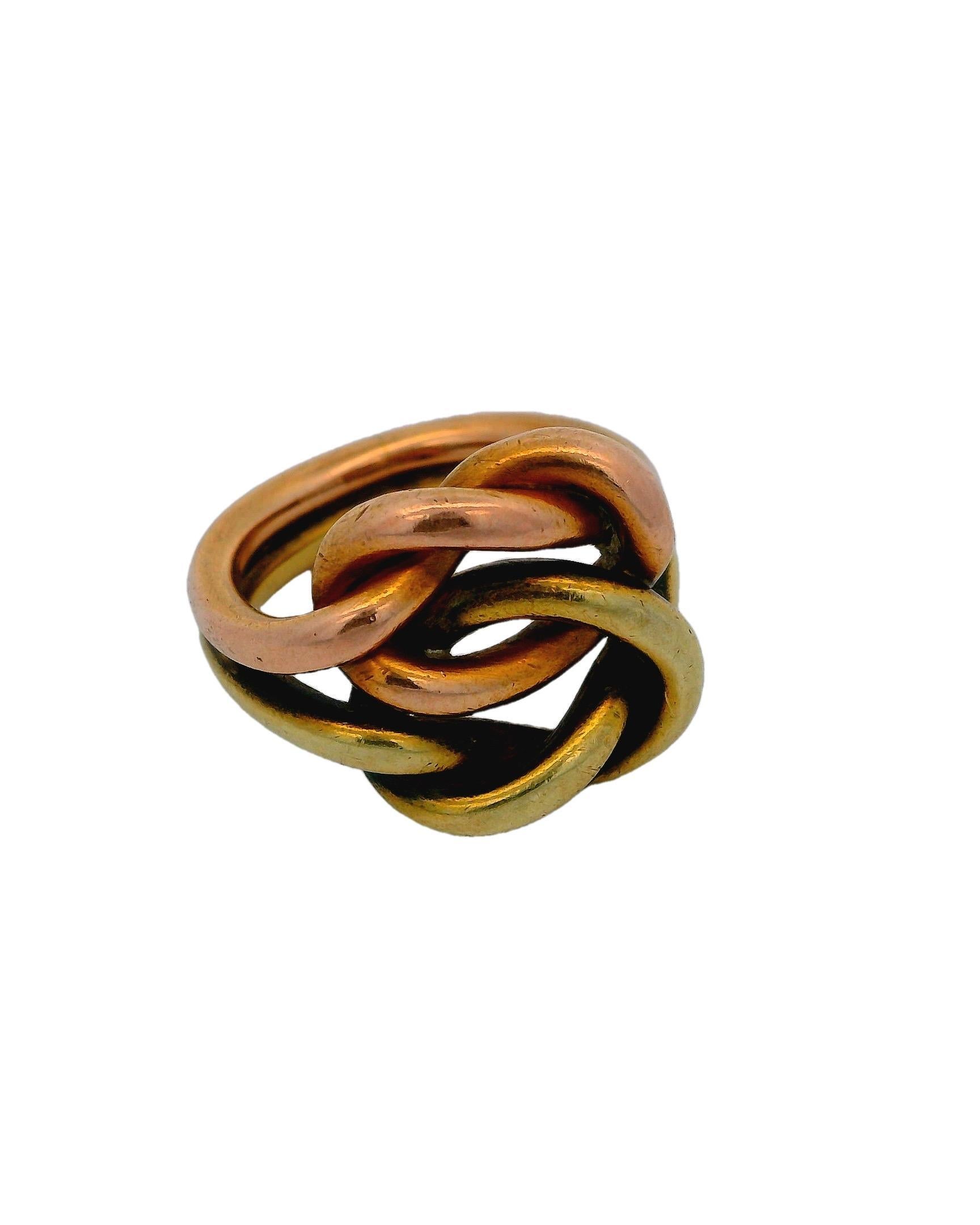 Cartier Double Knot 14K Yellow & Rose Gold Ring 4
