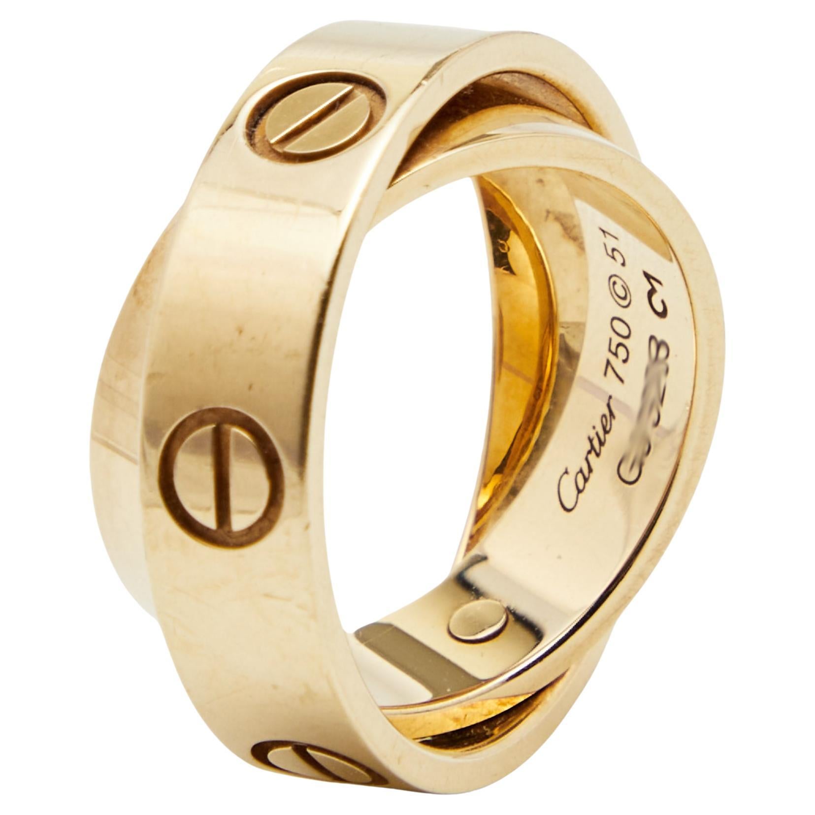 Cartier Double Love 18k Yellow Gold Band Ring Size 51 at 1stDibs | size 51  ring, cartier double ring, cartier double love ring