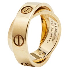 Cartier Double Love 18k Yellow Gold Band Ring Size 51