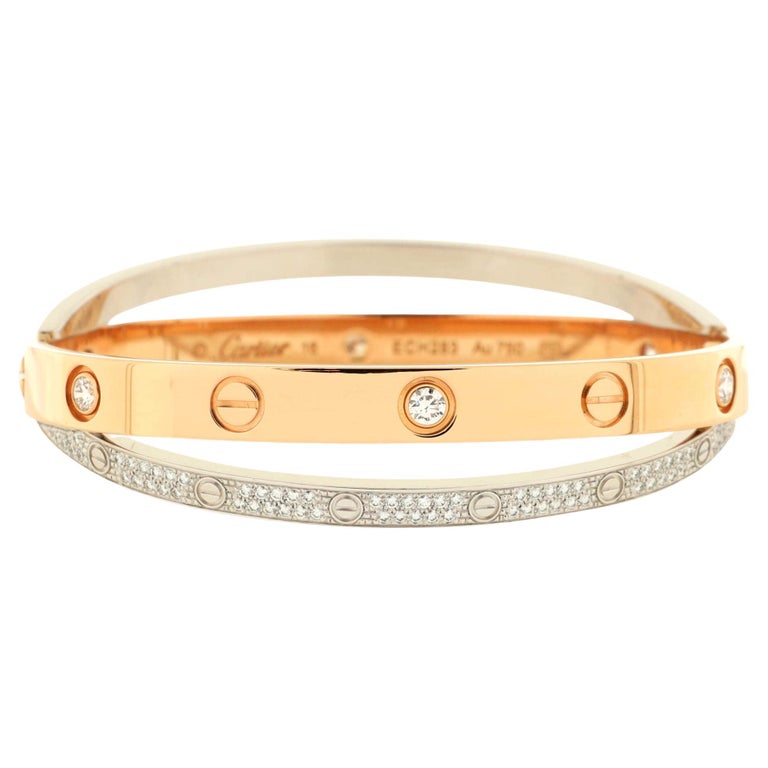Cartier Bracciale dell'amore doppio in oro rosa e oro bianco 18 carati con  pavé di diamanti su 1stDibs | bracciale oro donna cartier, bracciale cartier
