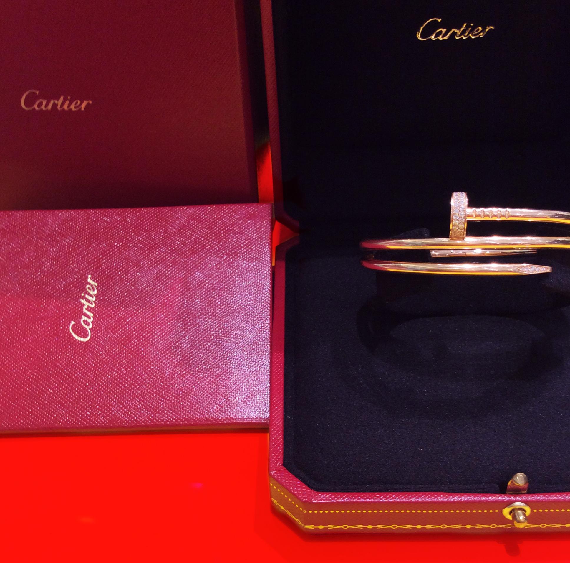 Women's or Men's Cartier Double Nail Bracelet with Diamonds, 18K