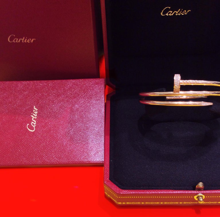 Cartier Double Nail Bracelet with Diamonds, 18K at 1stDibs