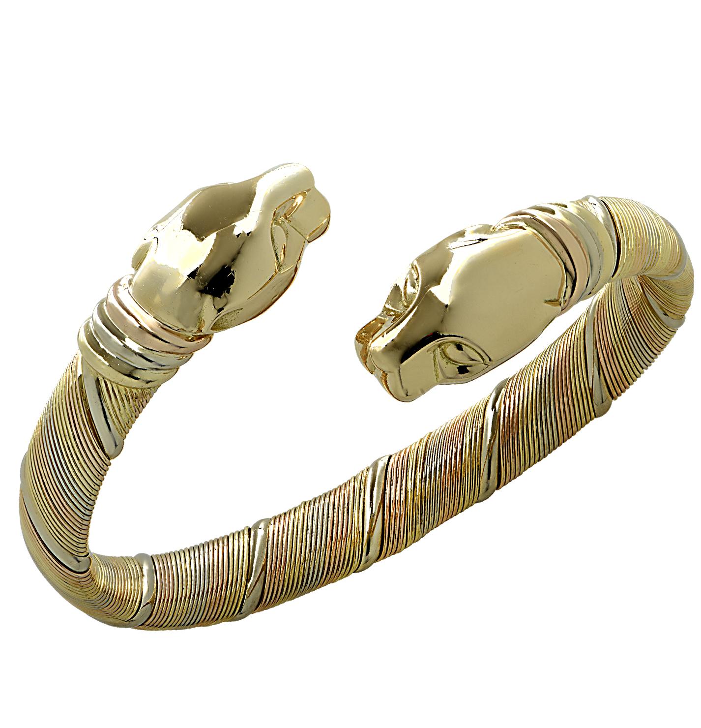 Cartier Double Panther Bypass Bangle Bracelet In Good Condition In Miami, FL