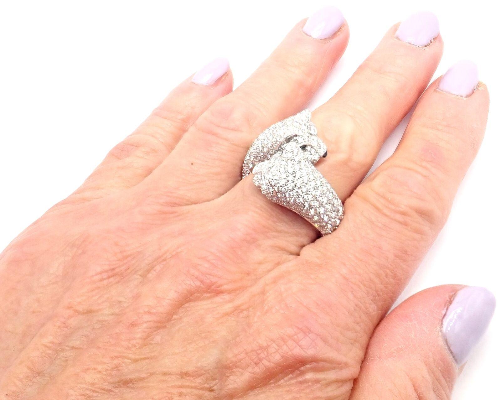 Anello Cartier Doppia Pantera Lakarda Smeraldo Diamante Oro in vendita 2