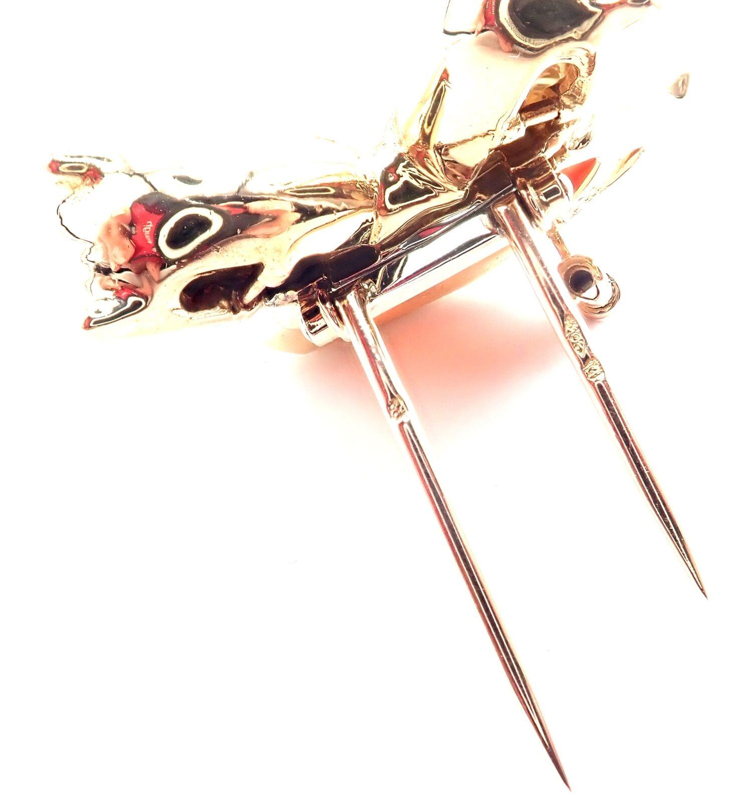Cartier Double Panther Panthere Emerald Jasper Onyx Yellow Gold Pin Brooch For Sale 1