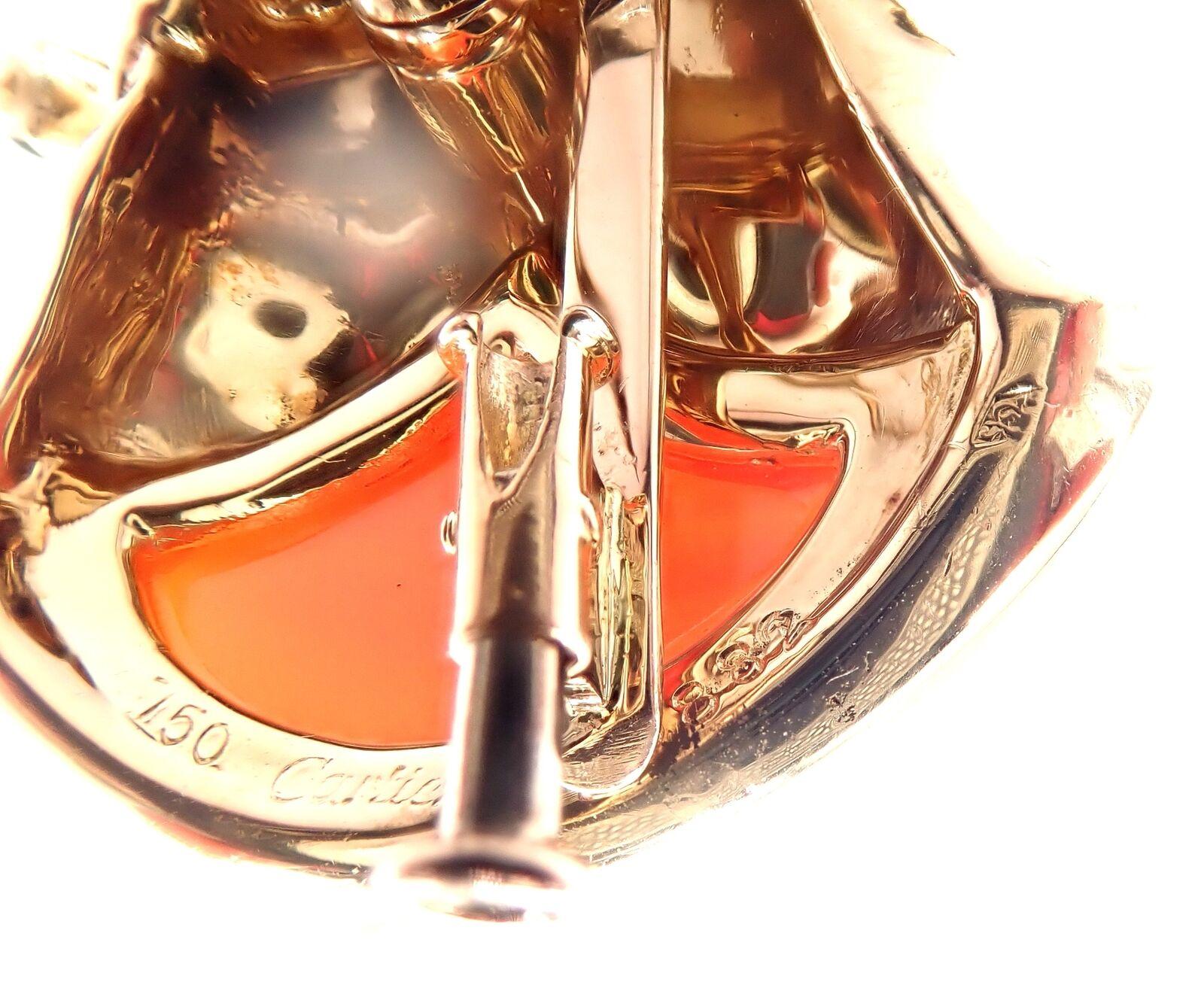 Cartier Double Panther Panthere Emerald Jasper Onyx Yellow Gold Pin Brooch For Sale 3