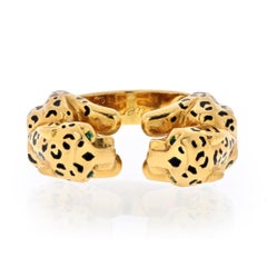 Cartier Double Panther Spotted Leopard Ring 18K Yellow Gold