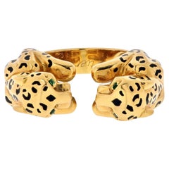 Cartier Double Panther Spotted Leopard Ring 18K Yellow Gold