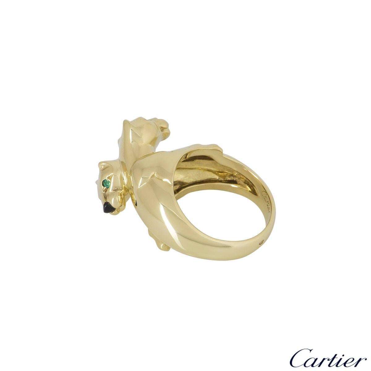 Cartier Double Panthere De Cartier Yellow Gold, Emerald and Onyx Ring 1