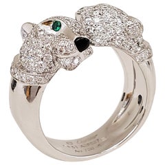 Cartier Double Panthere Gold Diamond and Emerald Ring