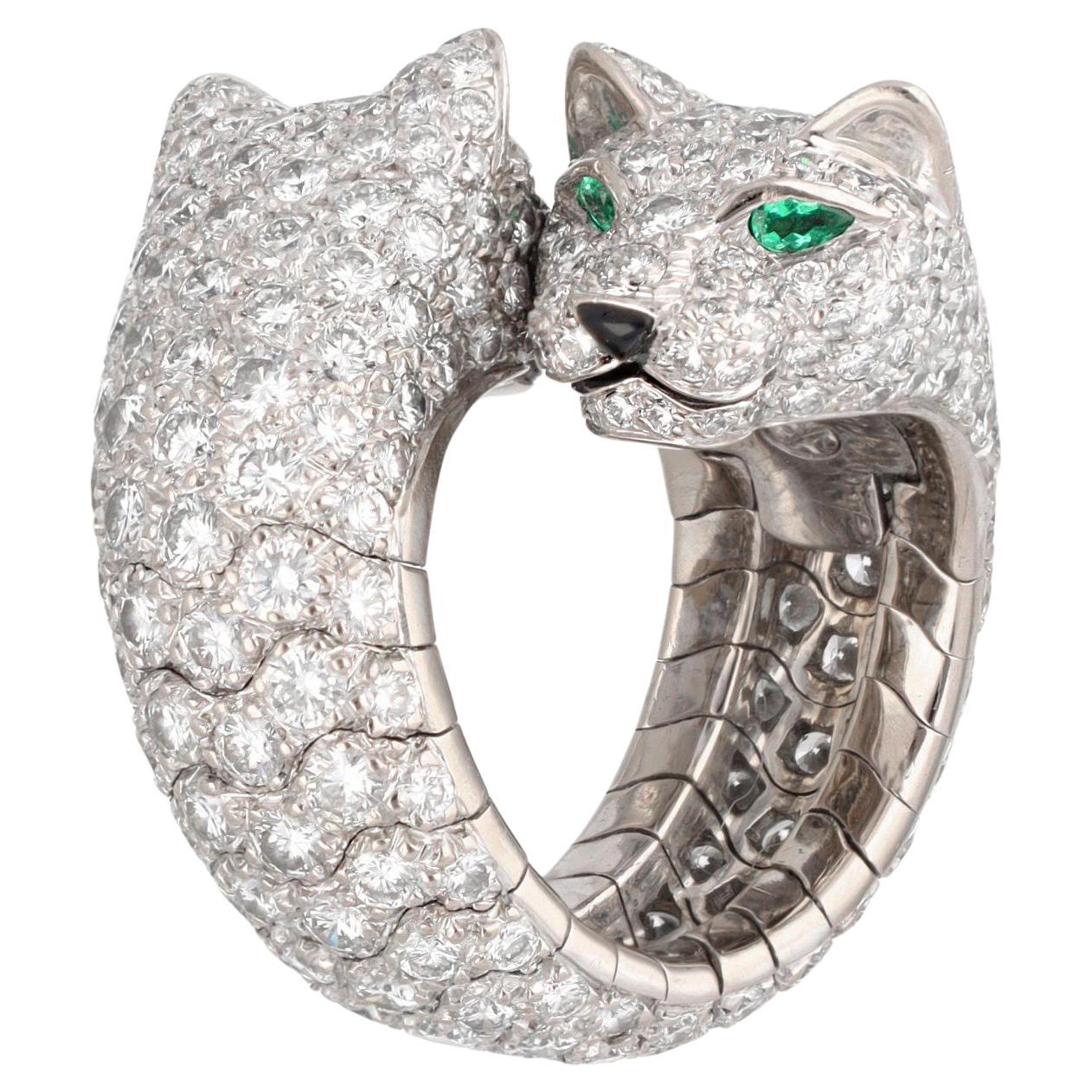 Cartier Bague Lakarda double panthère en or 18 carats et diamants en vente