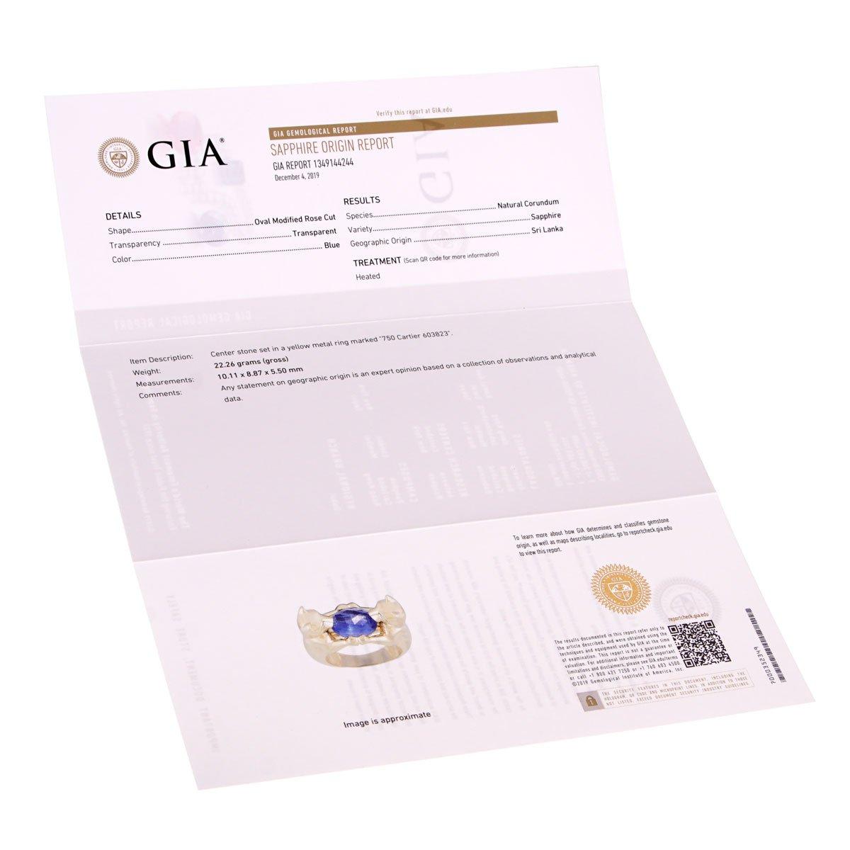 Cartier Double Panthère Saphir Or Jaune 18k Bague Cocktail Sz 6 1/4 Excellent état - En vente à Feasterville, PA